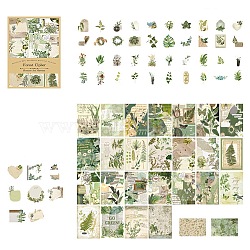 Vintage Handmade Art Gallery Material Retro Scrapbook Paper, Collage Creative Journal Decoration Backgroud Sheets, Leaf, 60~93x60~100mm(PW-WG59792-07)