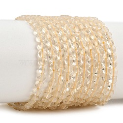 Natural Lemon Quartz(Heated) Beads Strands, Flat Round, Faceted, 4x2.5mm, Hole: 0.6mm, about 108pcs/strand, 15.28''(38.8cm)(GG-NH0007-E01-02)