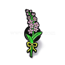 Flower Enamel Pins, Alloy Badges for Backpack Clothes, Electrophoresis Black, Lime, 31x11x1.4mm(JEWB-G013-B01)