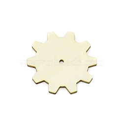 Gear Unfinish Wooden Pieces, for Crafts DIY Painting Supplies, Linen, 5.1x0.25cm, Hole: 3mm(WOOD-WH0025-11)