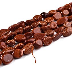 Synthetic Goldstone Beads Strands, Nuggets, Tumbled Stone, 8~11x7.5~9x4.5~7mm, Hole: 0.8mm, about 42pcs/strand, 15.94''(40.5cm)(G-G018-14A)