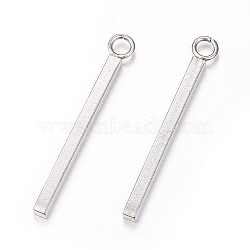 Non-Tarnish 304 Stainless Steel Pendants, Rectangle/Bar, Stainless Steel Color, 43x1.5x1.5mm, Hole: 2mm(X-STAS-P186-05P-43mm)