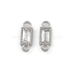 304 Stainless Steel Pave Clear Cubic Zirconia Rectangle Links Connector Charms, Stainless Steel Color, 9.5x3.5x2mm, Hole: 1.2mm(STAS-F322-13P)