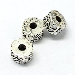 Alloy European Style Clasps, Column with S Shape, Antique Silver, 9.5x5.5mm, Hole: 3mm(PDLC-R001-01AS)