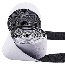 Adhesive Back Hook and Loop Tapes, Magic Taps with Nylon and Polyester, Black, 50x2mm, 5m/roll, 2rolls/set(NWIR-WH0009-13B)