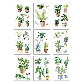 PVC Window Sticker, for Window or Stairway Home Decoration, Rectangle, Plants Pattern, 300x195mm