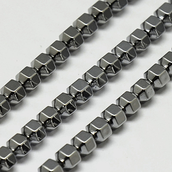 Electroplate Non-magnetic Synthetic Hematite Beads Strands, Hexagon, 4x4mm, Hole: 1mm, about 97pce/strand, 15 inch