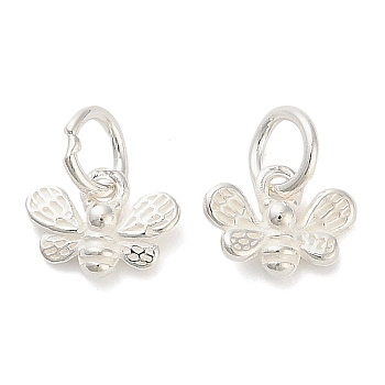 925 Sterling Silver Bees Charms, Silver, 7x10x3mm, Jump Rings: 5.5x1mm, Inner Diameter: 3.5mm