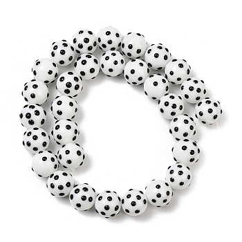 Handmade Bumpy Lampwork Beads Strands, Hand Painted Beads, Round, with Enamel, White, 11~11.5x12~12.5x12~12.5mm, Hole: 1mm, about 30pcs/strand, 13.46''(34.2cm)