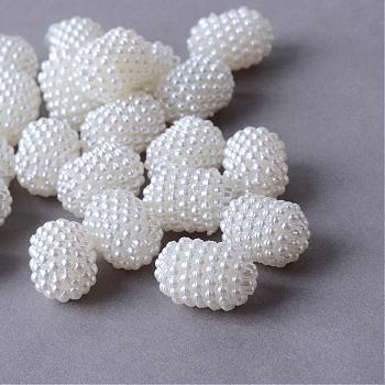 Acrylic Imitation Pearl Beads, Berry Beads, Combined Beads, Column, Creamy White, 15x10.5mm, Hole: 1.5mm, about 800pcs/500g