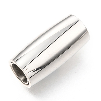 304 Stainless Steel Magnetic Clasps with Glue-in Ends, Column, Stainless Steel Color, 18x9mm, Hole: 5mm