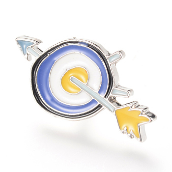 Alloy Enamel Brooches, Enamel Pin, with Brass Finding, Arrow, Platinum, Gold, 29x15mm, Pin: 1.2mm
