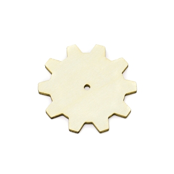 Gear Unfinish Wooden Pieces, for Crafts DIY Painting Supplies, Linen, 5.1x0.25cm, Hole: 3mm