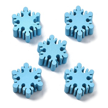 Wood Beads, Snowflake, Deep Sky Blue, 19.5x10.5mm, Hole: 2mm