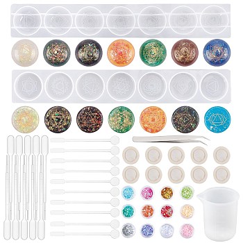 DIY Jewelry Kits, with Epoxy Silicone Molds, Nail Art Sequins, Beading Tweezers, Plastic Round Stirring Rod, Latex Finger Cots, Plastic Transfer Pipettes, Measuring Cup Silicone Glue Tools, 132x9.6x2mm, 1pc/bag