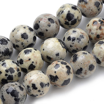 Natural Dalmatian Jasper Beads Strands, Round, 8mm, Hole: 1mm, about 47pcs/strand, 15.7 inch