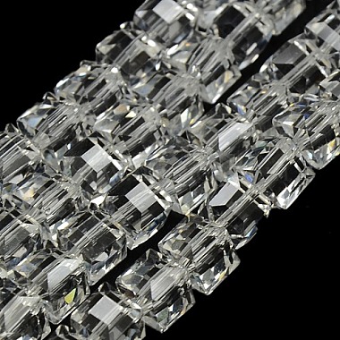 Faceted Cube Shaped Crystal Glass Beads Strands(GLAA-F008-F01)-2