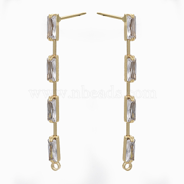 Brass Clear Cubic Zirconia Stud Earring Findings(KK-N232-13-NF)-3