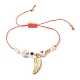 Bracelet de perles tressées en acrylique cœur et mauvais œil pour adolescente femme(BJEW-JB06997-05)-1