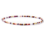 Bohemia Glass Seed Beads & Synthetic Non-magnetic Iron Hematite Beads Stretch Bracelets, Stackable Bracelets for Women, Colorful, 6.50 inch(16.5cm)(FI4586-4)