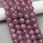 Natural Purple Madagascar Rose Quartz Strands, Smooth Round, Grade A, 12mm, Hole: 1mm, about 32pcs/strand, 15.16''(38.5cm)(GG-CBAA8F4-A02-12mm)