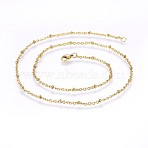 304 Stainless Steel Cable Chains Necklaces, Ion Plating(IP), Real 18K Gold Plated, 18.11 inch(46cm), 2mm(X-NJEW-P223-02G)