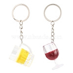 2Pcs 2 Colors Transparent Resin Drink Keychains, with Iron Key Rings, Platinum, Mixed Color, 95mm, 1pc/color(KEYC-YW00240)