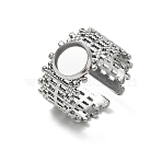 304 Stainless Steel Cuff Ring Components, Round Bezel Pad Ring Setting, Stainless Steel Color, 12mm,19mm, Tray Size: 8mm(SA-CBA37BC-16A-P)