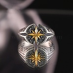 Brass Cuff Open Rings for Men, Star, Antique Silver & Golden, Inner Diameter: 15~20mm(WG582D9-01)
