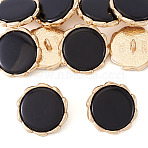 10Pcs Alloy Resin Shank Buttons, 1-Hole, Flat Round, Golden, 22x8mm, Hole: 2mm(BUTT-TA0001-36A)