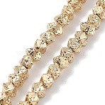 Electroplated Synthetic Lava Rock Beads Strands, Rhombus, Light Gold Plated, 3.5~4x4.5~5x4.5~5mm, Hole: 1mm, about 108pcs/strand, 15.71''(39.9cm)(G-H303-A07-LG-1)
