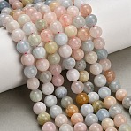 Natural Morganite Beads Strands, Smooth Round, 8~8.5mm, Hole: 0.8mm, about 49pcs/strand, 15.55''(39.5cm)(GG-G476-8mm-01)