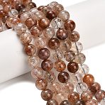 Natural Black Gold Rutilated Quartz Beads Strands, Smooth Round, 10mm, Hole: 0.9mm, about 40pcs/strand, 15.59''(39.6cm)(G-L657-B02-10mm)