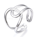 Non-Tarnish 304 Stainless Steel Knot Open Cuff Ring, Hollow Chunky Ring for Women, Stainless Steel Color, US Size 7 1/2(17.7mm)(RJEW-N040-06)