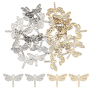 32Pcs 2 Colors 201 Stainless Steel Filigree Joiners Links, Laser Cut, Dragonfly, Golden & Stainless Steel Color, 13.5x20x1mm, 16pcs/color(STAS-DC0011-56)