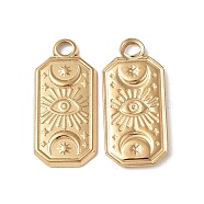 Ion Plating(IP) 304 Stainless Steel Pendants, Rectangle with Moon & Eye, Real 18K Gold Plated, 23x11x2mm, Hole: 2mm(X-STAS-C066-23G)