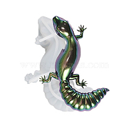 3D Animal Figurine Silicone Molds, Resin Casting Molds, for UV Resin & Epoxy Resin Craft Making, White, Lizard Pattern, 125x92x21mm(DIY-E058-03B)