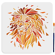 US 1Pc PET Hollow Out Drawing Painting Stencils, for DIY Scrapbook, Photo Album, with 1Pc Art Paint Brushes, Lion, 300x300mm(DIY-MA0006-01A-01)