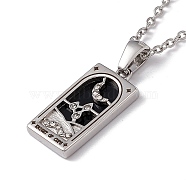 Brass Knight of Cups Tarot Pendant Necklace with Clear Cubic Zirconia, 304 Stainless Steel Jewelry for Women, Stainless Steel Color, 17.72 inch(45cm)(NJEW-G095-02P)