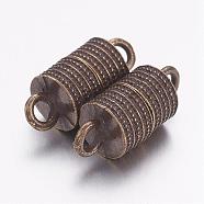 Tibetan Style Alloy Magnetic Clasps with Loops, Column, Antique Bronze, 19x8mm, Hole: 2.5mm(PALLOY-F185-03AB)