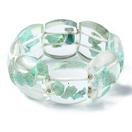 Natural Chrysocolla Stretch Bracelets, Epoxy Resin Domino Bracelets for Women, Inner Diameter: 2-3/8 inch(6.1cm)(BJEW-G702-06B)