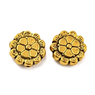 Tibetan Style Alloy Beads, Lead Free & Cadmium Free, Flower, Antique Golden, 9x9x3mm, Hole: 1mm, about 1086pcs/1000g(PALLOY-F307-06AG)