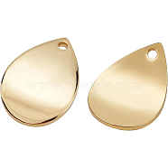 20Pcs Brass Charms, Long-Lasting Plated, Teardrop, Real 18K Gold Plated, 15x10.5x1mm, Hole: 1.2mm(KK-BC0007-37)