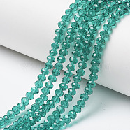 Glass Beads Strands, Faceted, Rondelle, Sea Green, 3x2mm, Hole: 0.8mm, about 150~155pcs/strand, 15~16 inch(38~40cm)(EGLA-A034-T2mm-D18)