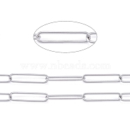 304 Stainless Steel Paperclip Chains, Drawn Elongated Cable Chains, Soldered, with Spool, Stainless Steel Color, 21x5x0.9mm, about 32.8 Feet(10m)/roll(CHS-F011-03A-P)