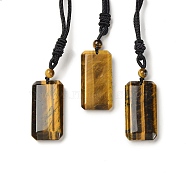 Natural Tiger Eye Rectangle Pendant Necklace with Nylon Cord for Women, 25.98~27.17 inch(66~69cm)(NJEW-C001-01B-02)