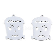 201 Stainless Steel Pendants, Halloween Style, Human Face, Stainless Steel Color, 27x21x1mm, Hole: 1.4mm(STAS-N098-087P)