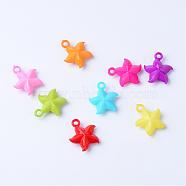 Opaque Acrylic Pendants, Starfish/Sea Stars, Mixed Color, 25.5x22x8.5mm, Hole: 3mm, about 400pcs/500g(SACR-S202-19)