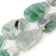 Natural Fluorite Beads Strands, Faceted Teardrop, 36~40x24~26x9.5~10.5mm, Hole: 2mm, about 9pcs/strand, 14.96''(38cm)(G-P548-B19-01)