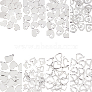 128Pcs 8 Style 201 Stainless Steel Charms, Heart and Cross, Stainless Steel Color, 8.5~13x7.5~14x0.7~0.9mm, Hole: 1.2~6.5mm, 16pcs/style(STAS-UN0029-48)